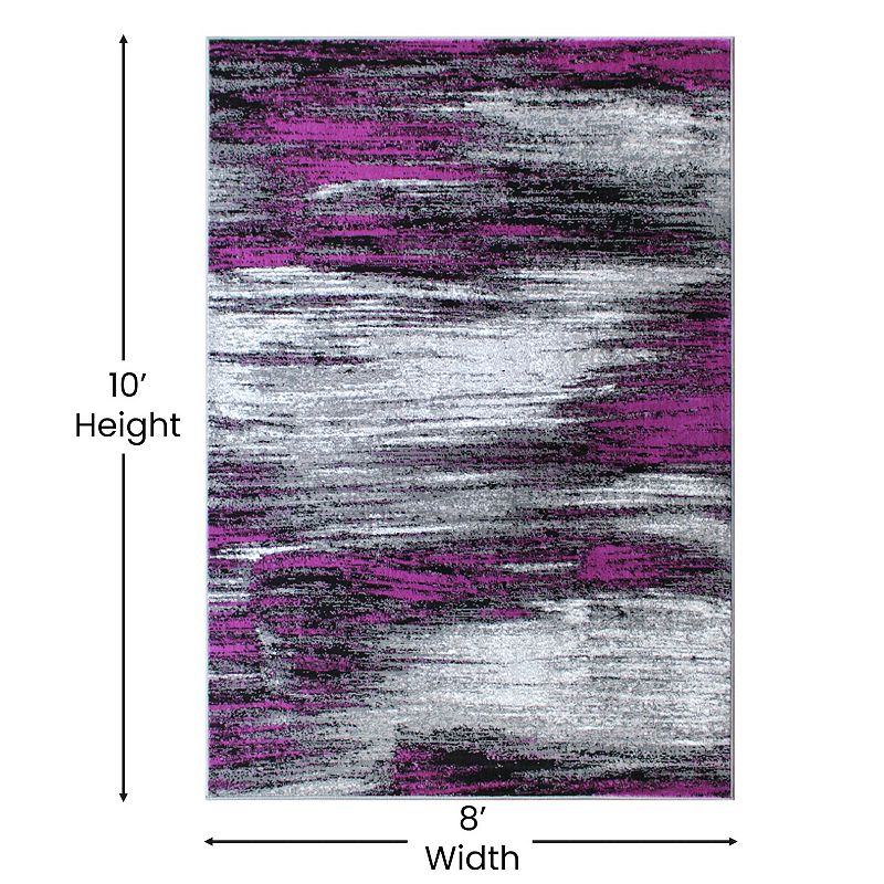 Masada Rugs Masada Rugs Trendz Collection 8'x10' Modern Contemporary Area Rug in Purple， Gray and Black - Design Trz863