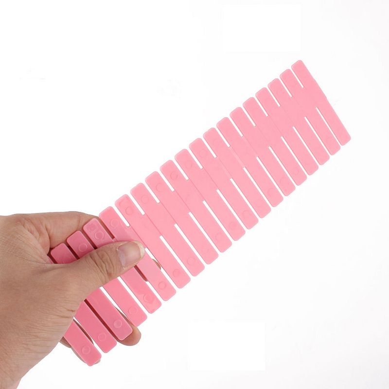 Household Plastic Adjustable Separator Grid Tidy Drawer Dividers Pink 12 Pcs