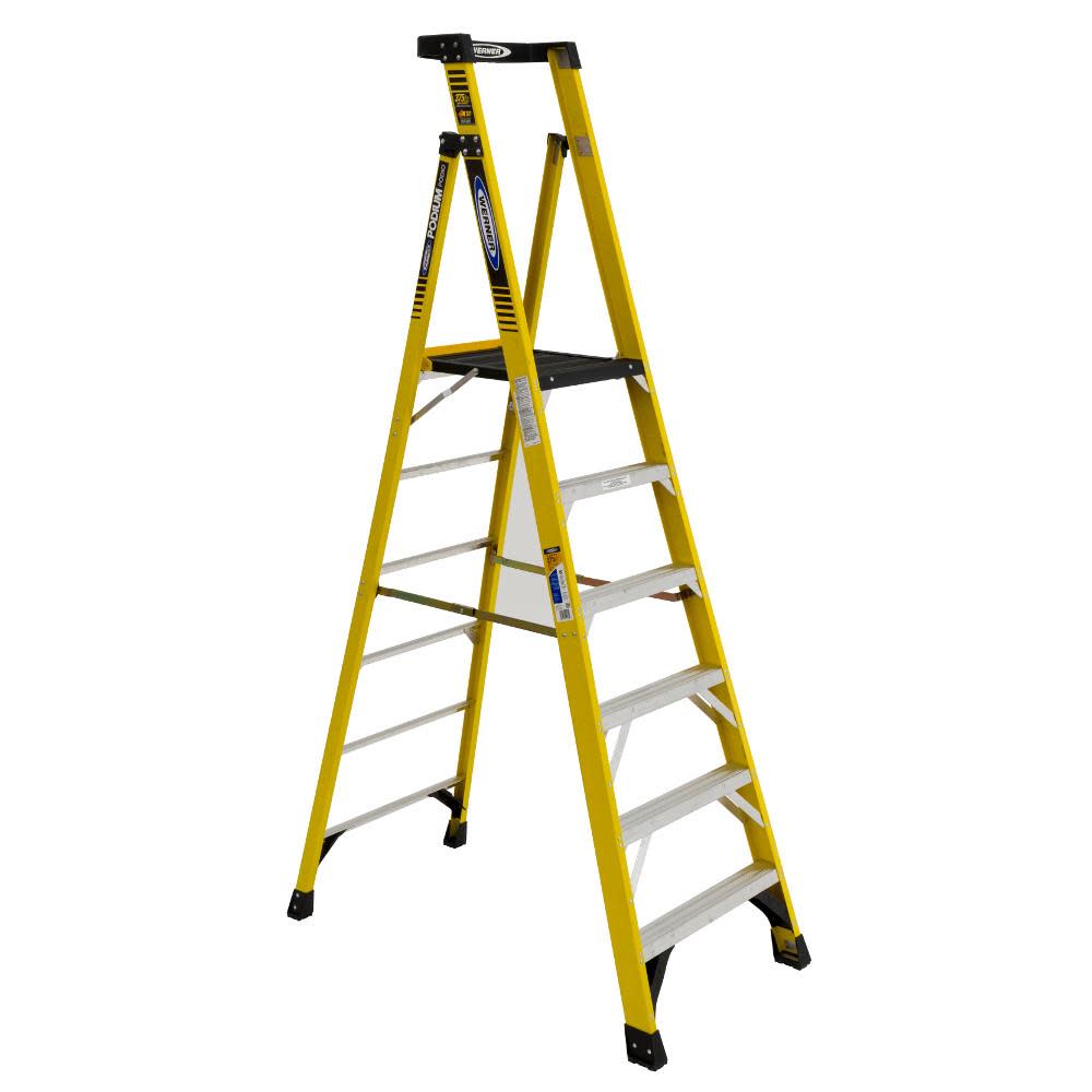 Podium 6-ft Fiberglass 375-lb Type IAA Step Ladder