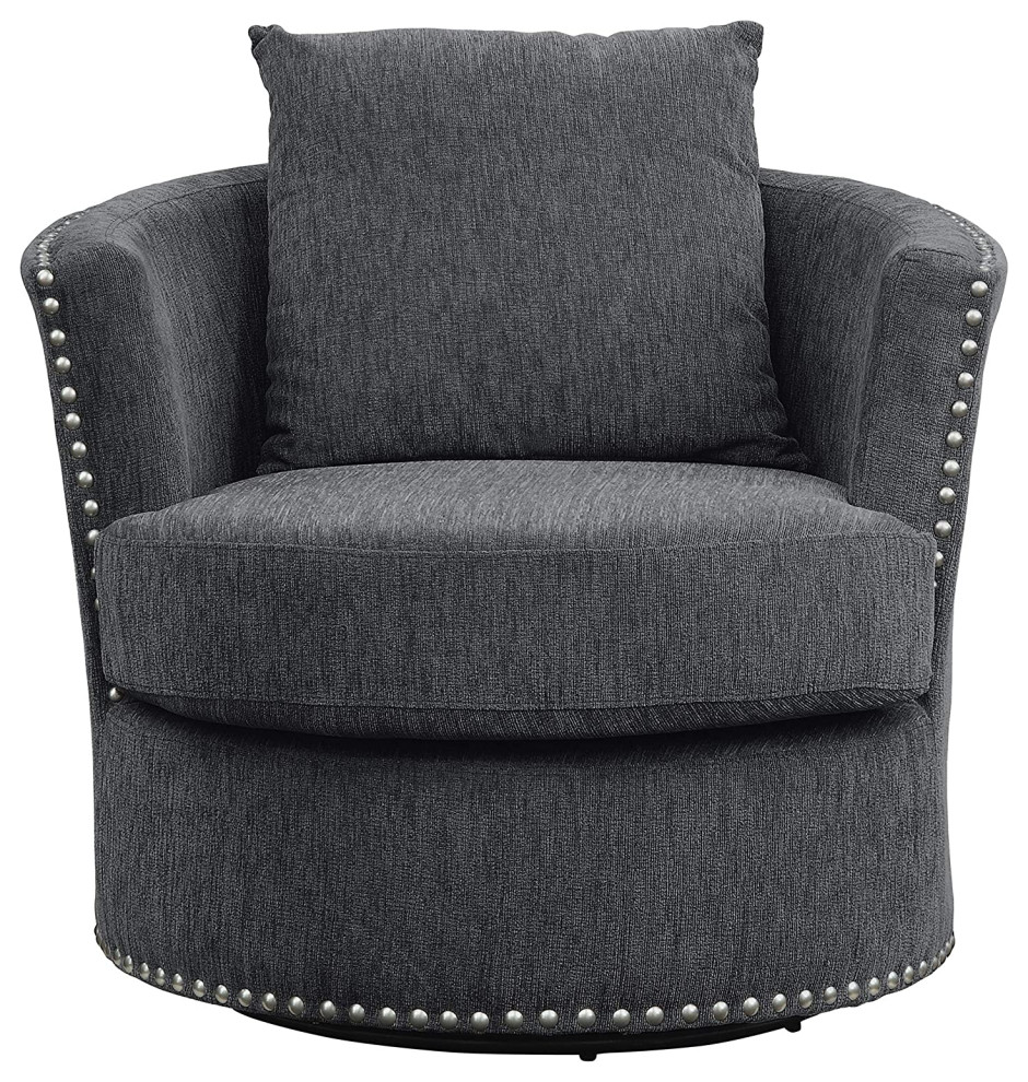 Contemporary Accent Chair  Swiveling Design With Comfortable Seat  ampThrow Pillow   Transitional   Armchairs And Accent Chairs   by Declusia  Houzz