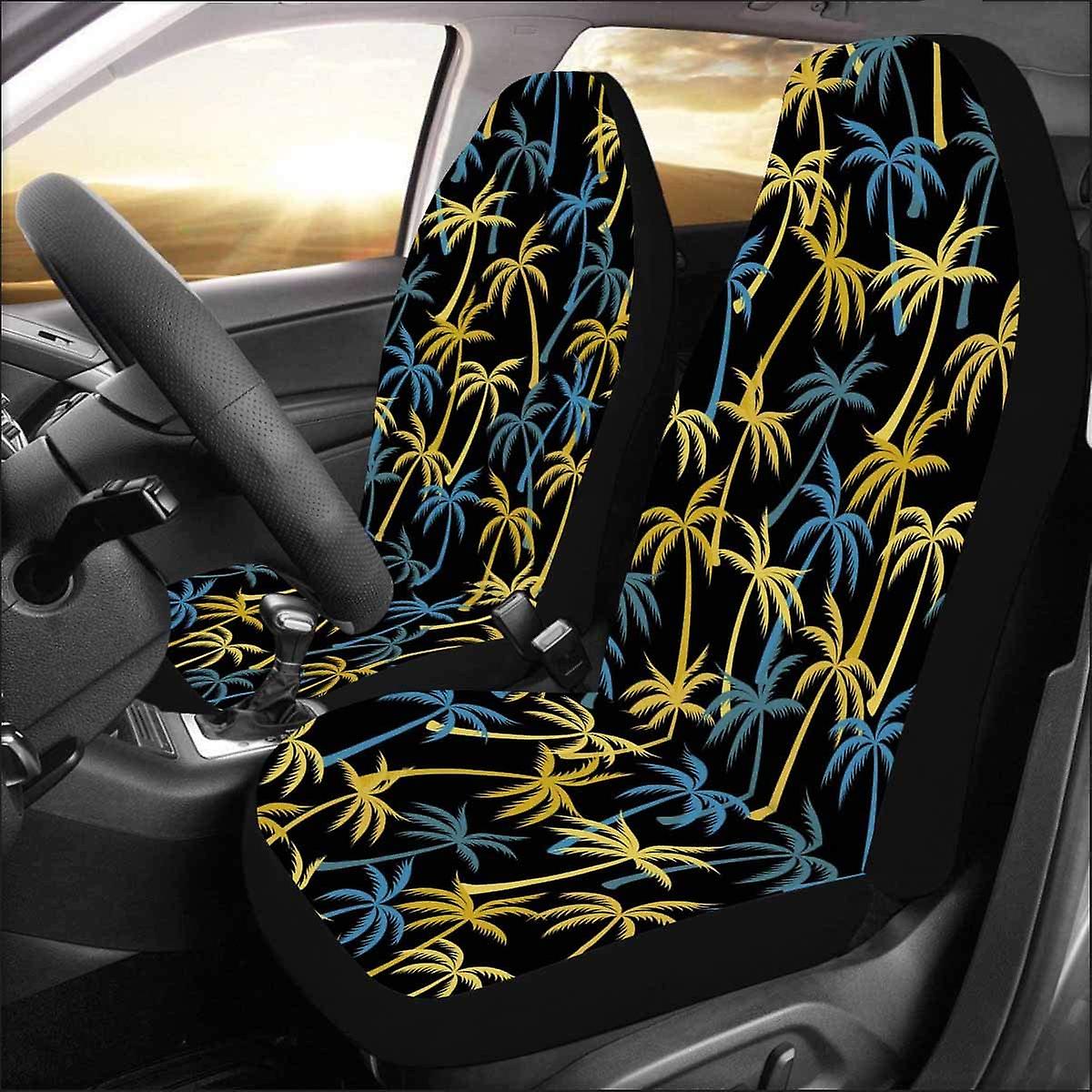 Set Of 2 Car Seat Covers Palm Tree Universal Auto Front Seats Protector Fits For Car，suv Sedan，truck D---41303