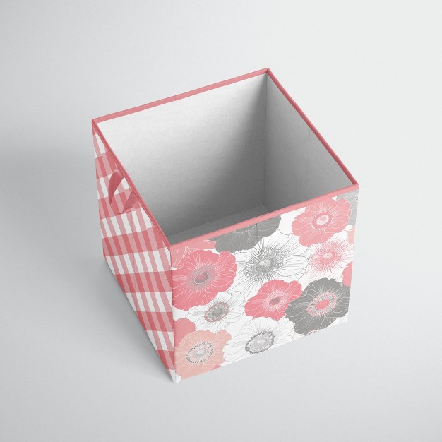 Watercolor Floral Coral gray Fabric Storage Box tote Small