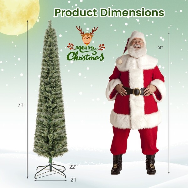 Gymax 6/7 FT PreLit Artificial Christmas Tree Slime Pencil Christmas