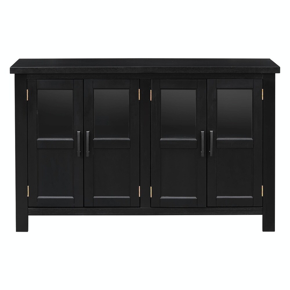 4 Door Cabinet with Adjustable Shelf and Metal Handles