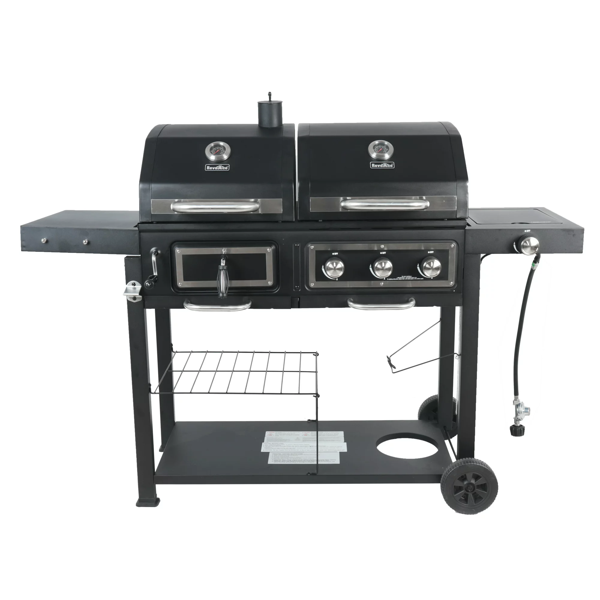 RevoAce Dual Fuel Gas and Charcoal Combo Grill， Black with Stainless