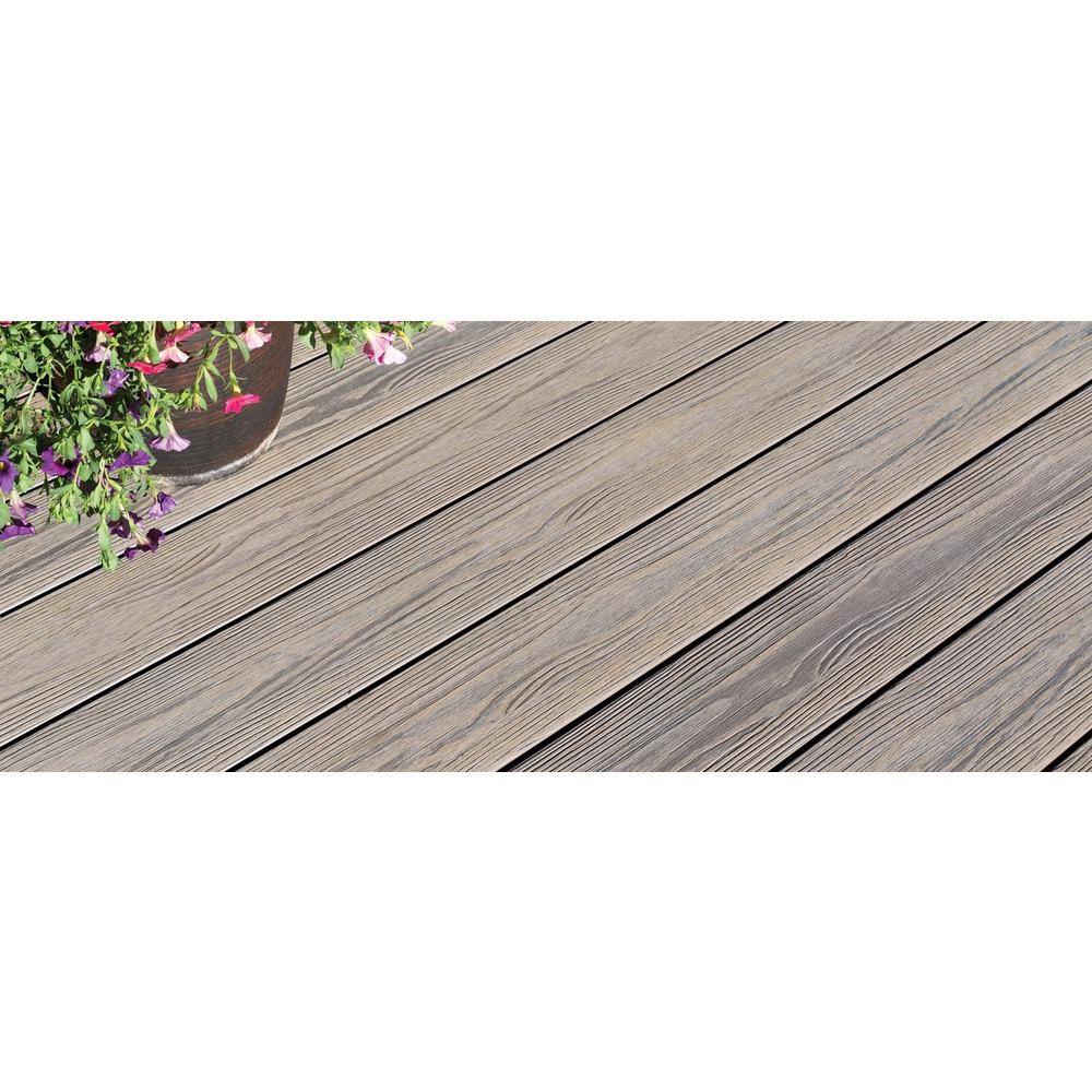 FORTRESS Apex 5.5 in. x 6 in. Square Arctic Birch Grey PVC Deck Board Sample 195106221