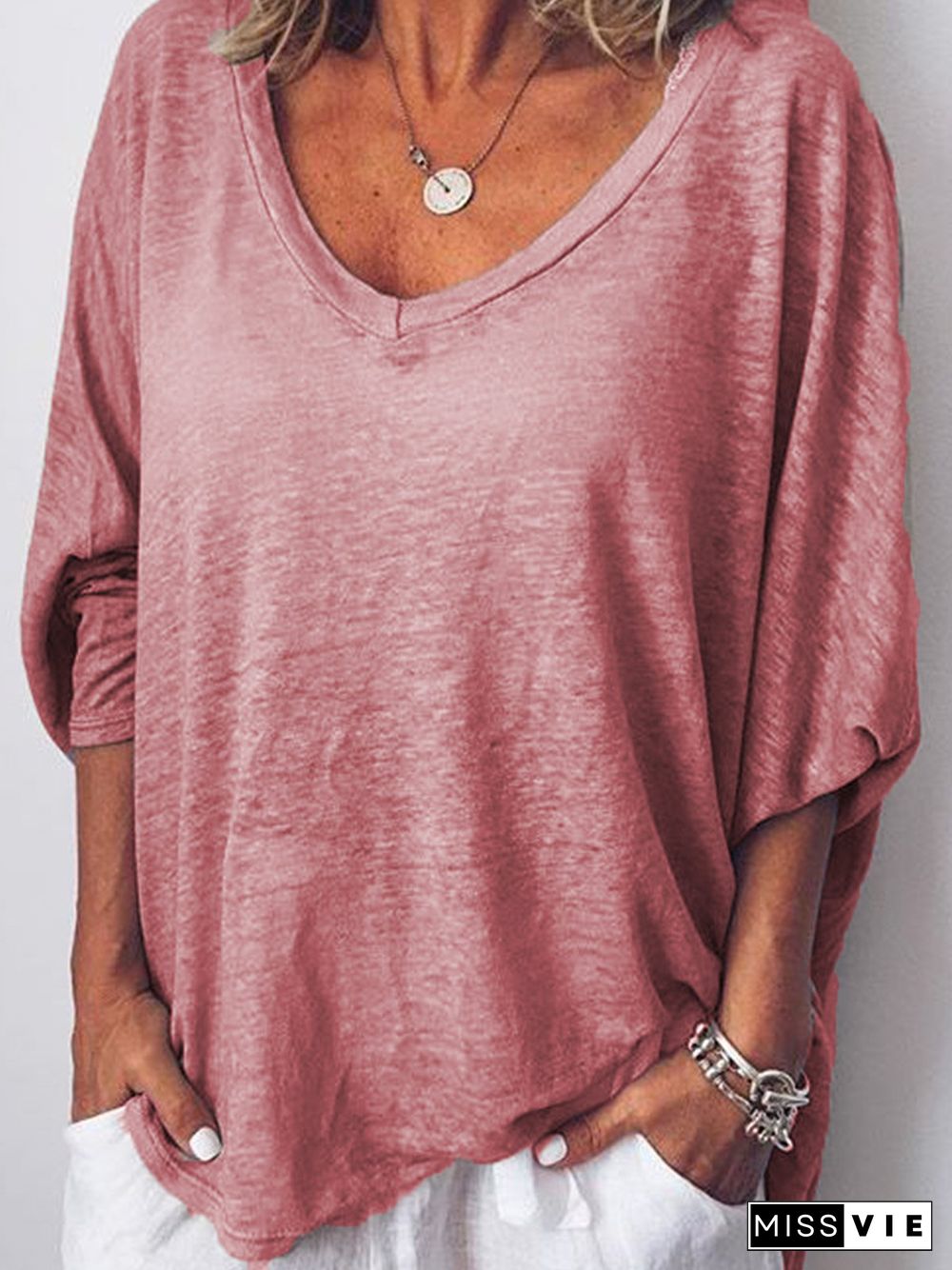 V Neck Long Sleeve T-Shirts