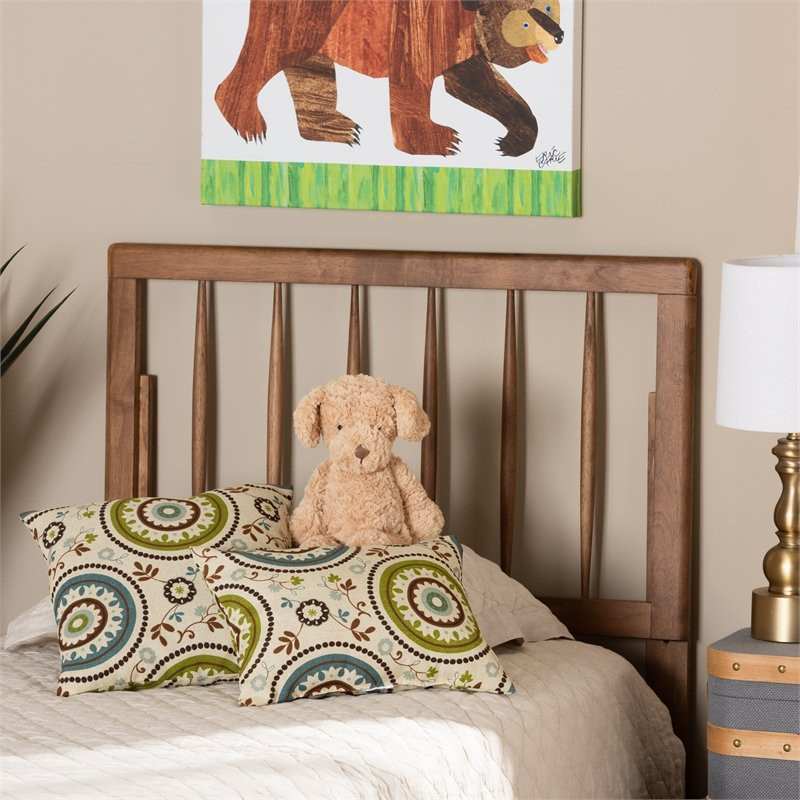 Baxton Studio Valin Ash Walnut Finished Wood Twin Size Headboard   Transitional   Headboards   by Homesquare  Houzz