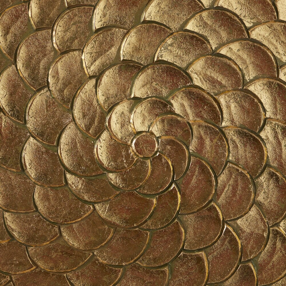 Gold or Silver Wood Carved Scales Abstract Wall Decor with Hammered Inspired Design