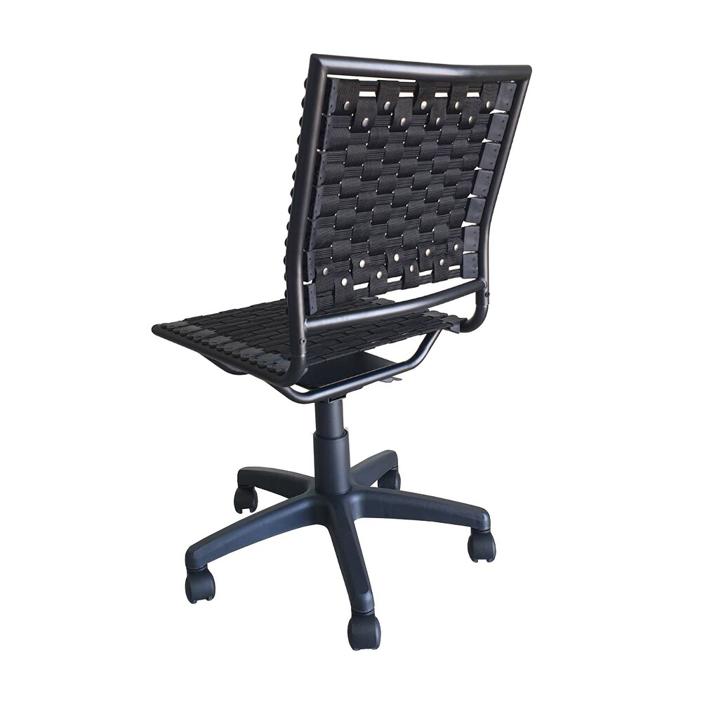 Woven Desk Chair Armless Office Chair Swivel Adjustable Vanity Chair