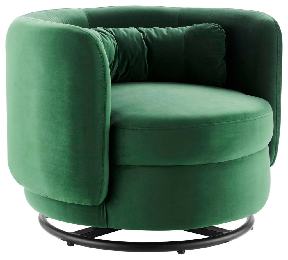 Relish Performance Velvet Performance Velvet Swivel Chair  Black Emerald   Contemporary   Armchairs And Accent Chairs   by Homesquare  Houzz