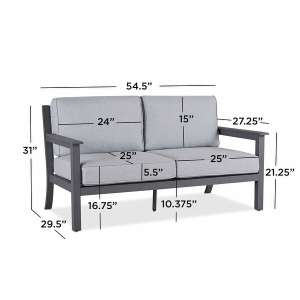 Ortun Outdoor Two Seat Sofa in Gray w/Gray Cushions by Real Flame