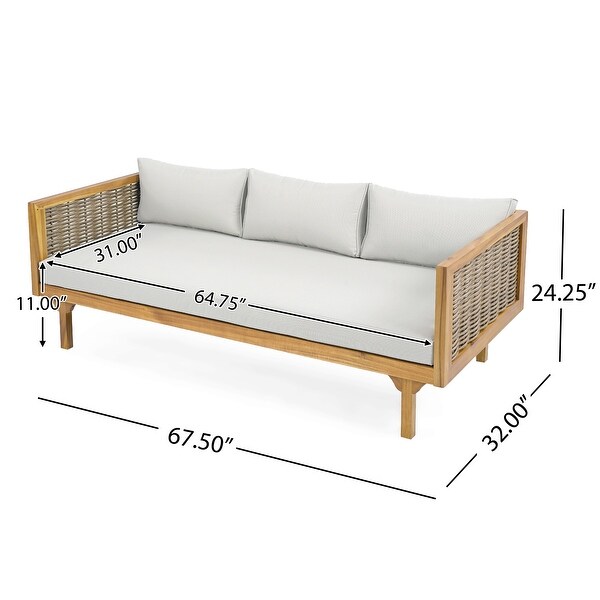 Aidan Farmhouse Outdoor 3 Seater Daybed with Fabiric Cushion by Christopher Knight Home