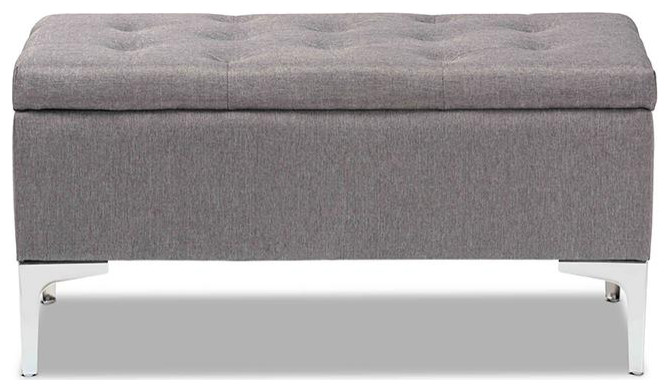 Mabel Modern and Contemporary Transitional Grey Fabric Upholstered and...   Midcentury   Footstools And Ottomans   by Fratantoni Lifestyles  Houzz