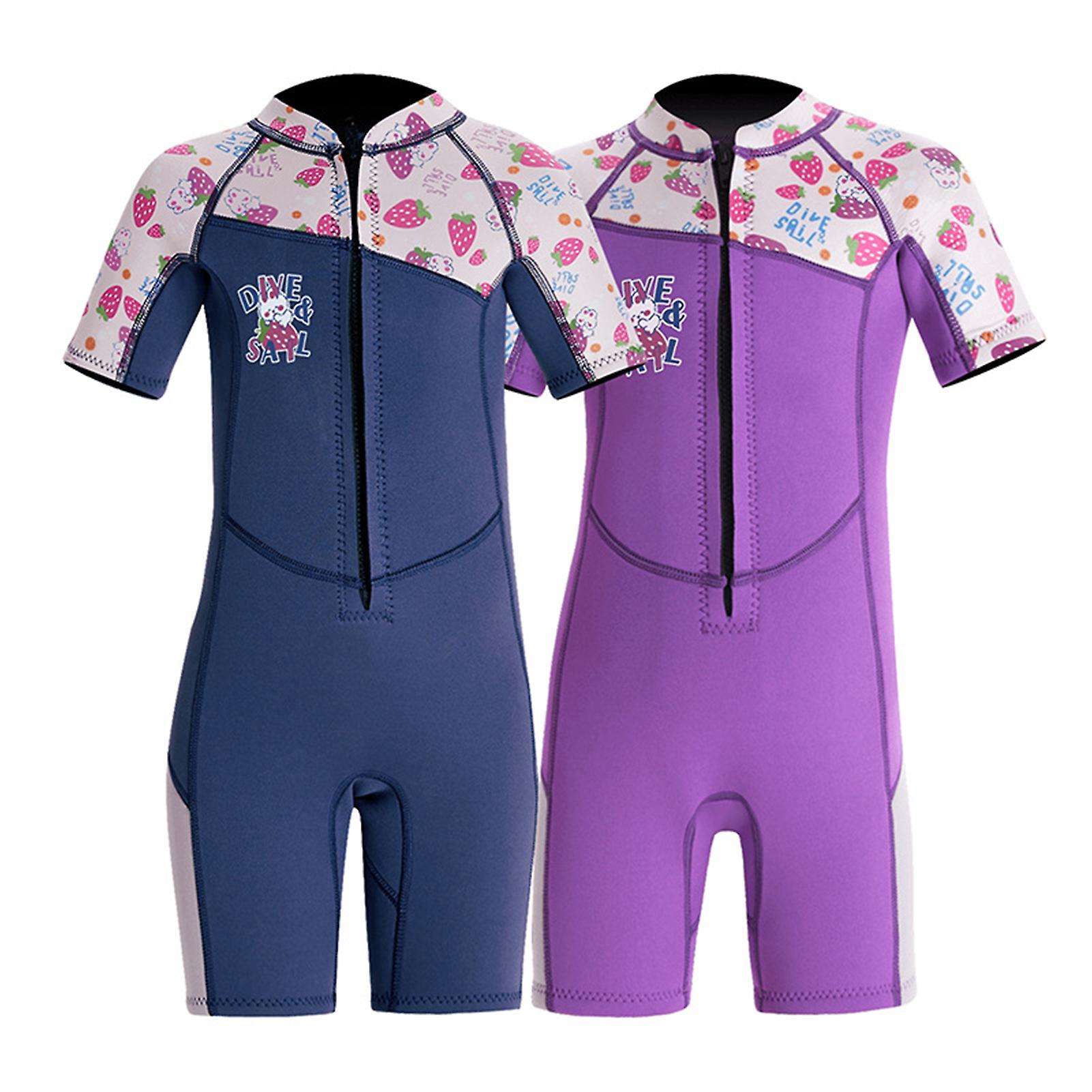 Kids Wetsuit For Boys Girls， 2.5mm Neoprene Full Shorty Suits Youth Thermal Swimsuits Back Zip Wet Suits