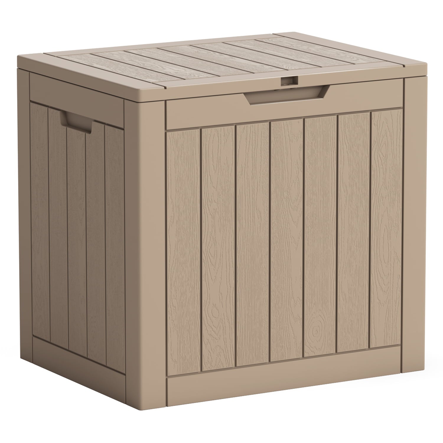 LACOO 32 Gallon Plastic Deck Box for Outdoor Indoor Storage, Light Brown