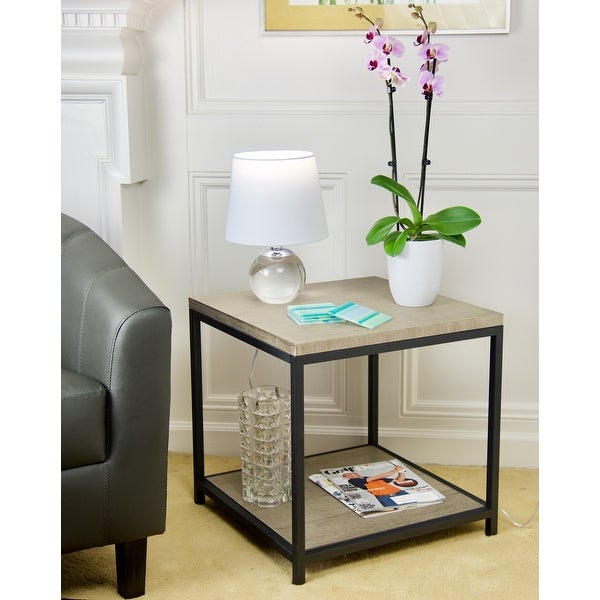 2 Tier Solid Bamboo Steel Frame End Table