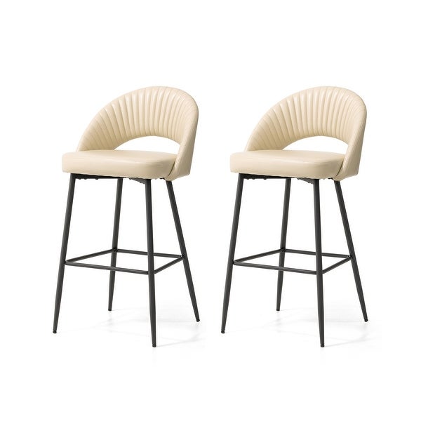 Glitzhome Modern Quilted Leatherette Tapered Legs Bar Stools Set of 2