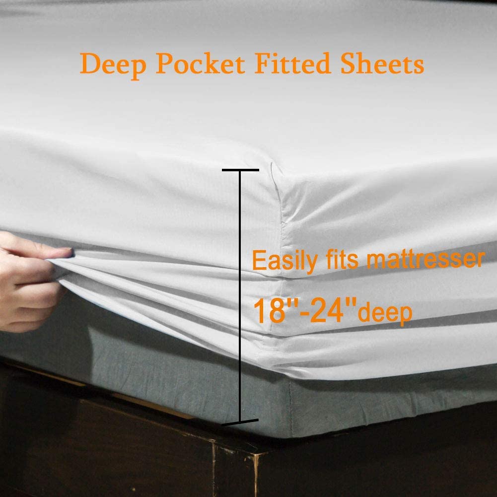 Super Soft 1800 Thread Count Luxury Egyptian Wrinkle Hypoallergenic 6 pcs Bed Sheet Set