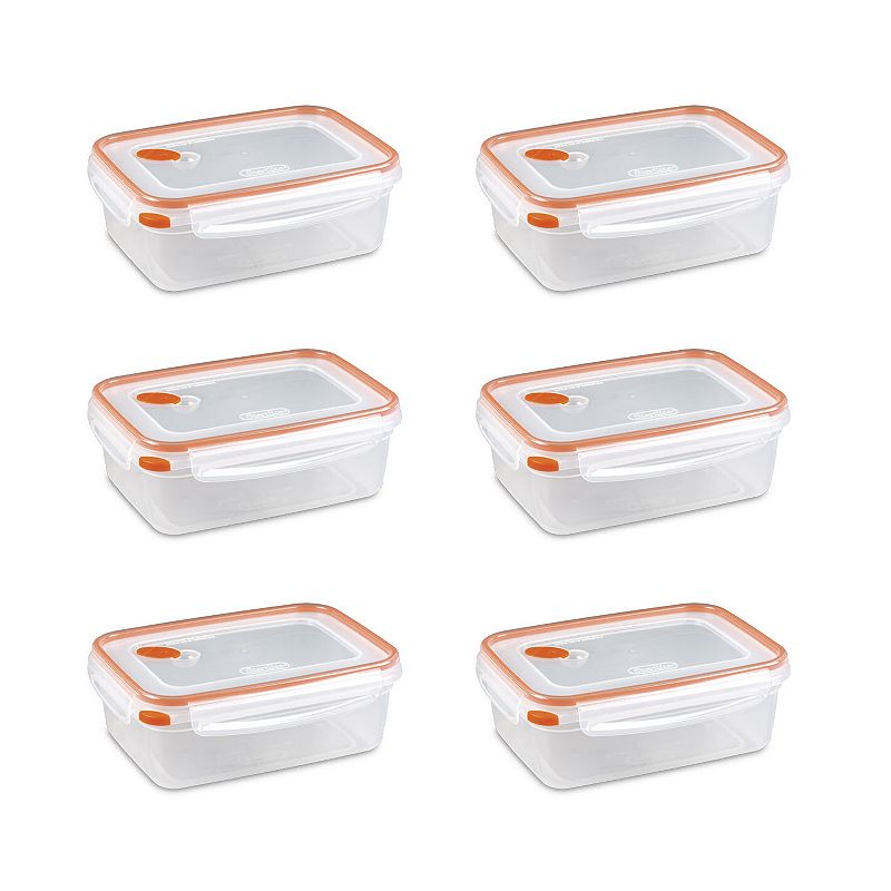 Sterilite 03221106 8.3 Cup Rectangle Ultra-Seal Food Container， Orange (6 Pack)