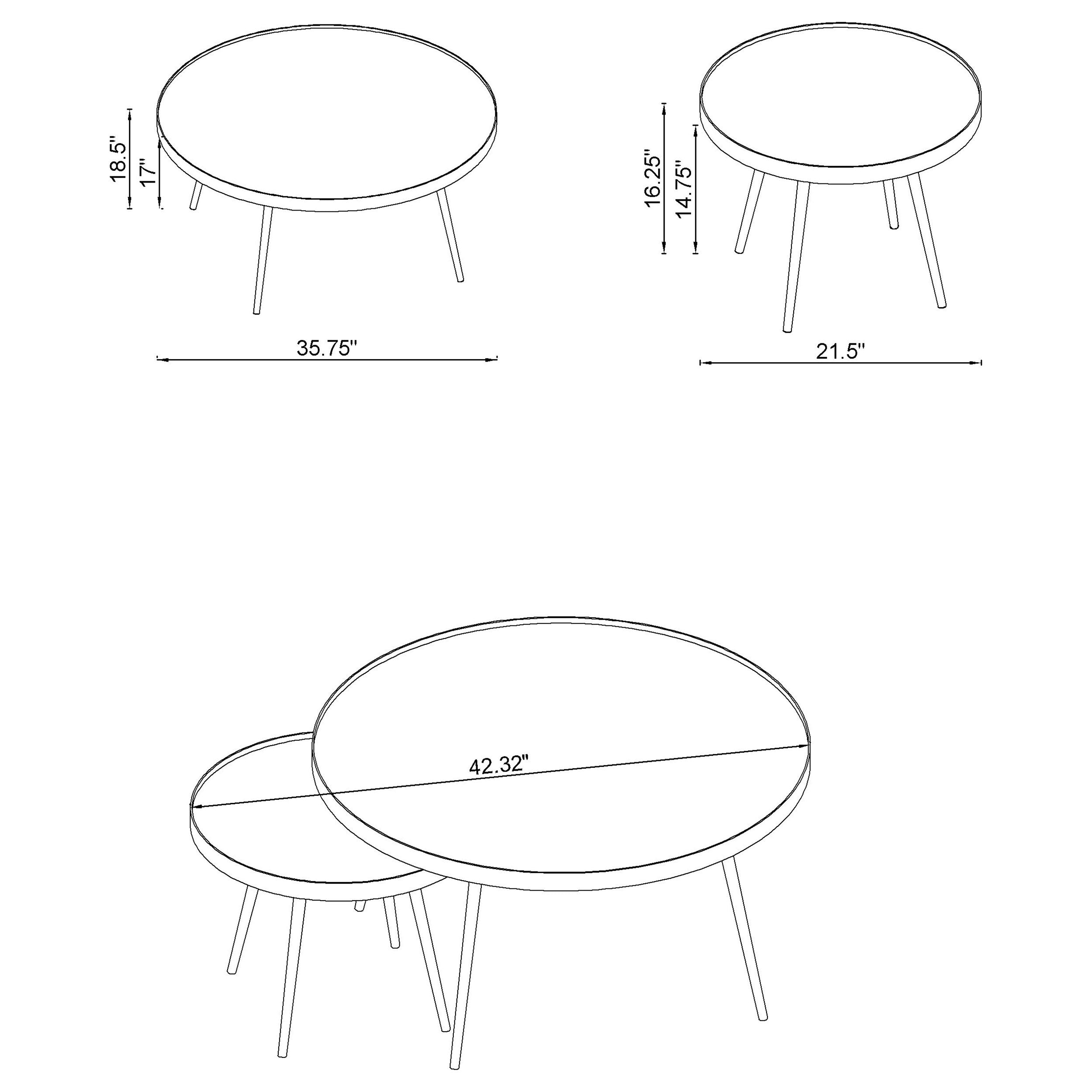 Kaelyn 2-Piece Round Mirror Top Nesting Coffee Table Chrome- 708368