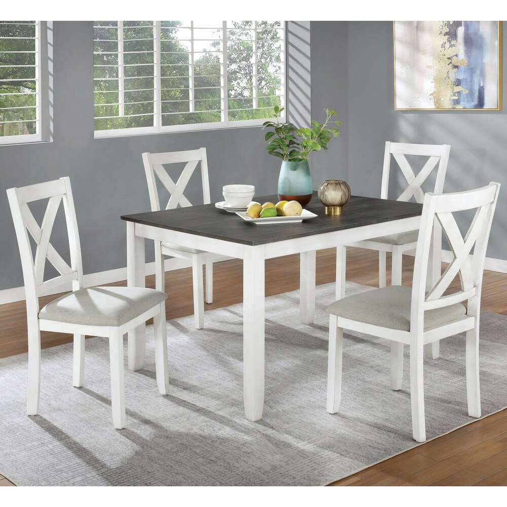 Cleyton Rustic Solid Wood Padded 5 Piece Dining Set by Furniture of America