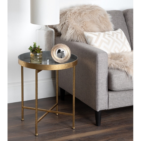 Kate and Laurel Celia Round Metal Side Table - 18.25x18.25x22