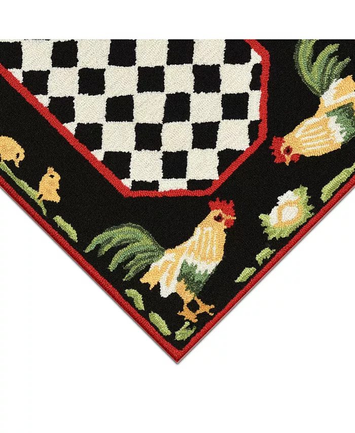 Liora Manne' Frontporch Rooster Black and Gray 2' x 3' Outdoor Area Rug