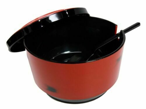 1 Japanese Restaurant Grade Red Ohitsu Rice Container Serving Bowl With Scoop EBR02