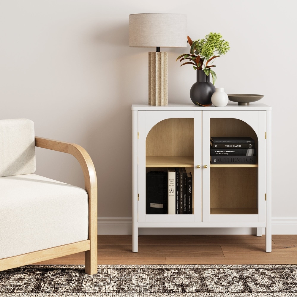 Nathan James Mason Sideboard Buffet with Glass Doors and Adjustable Shelves