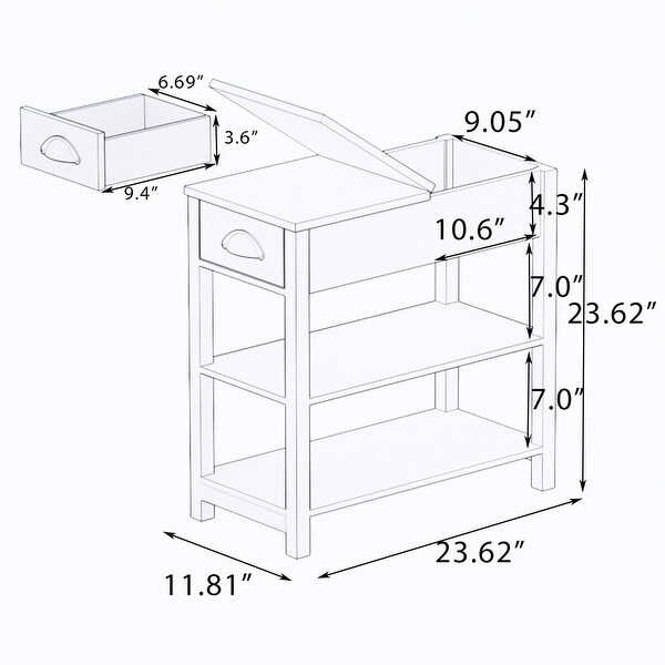 Narrow Sided Table with Drawers and Bottom Partition (Set of 2)