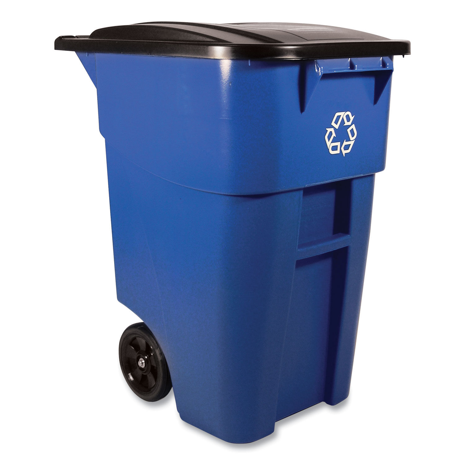 Square Brute Recycling Rollout Container by Rubbermaidandreg; Commercial RCP9W2773BLU