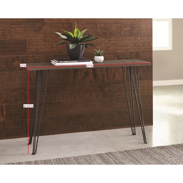 Coaster Furniture Neville Concrete and Black Rectangular Console Table