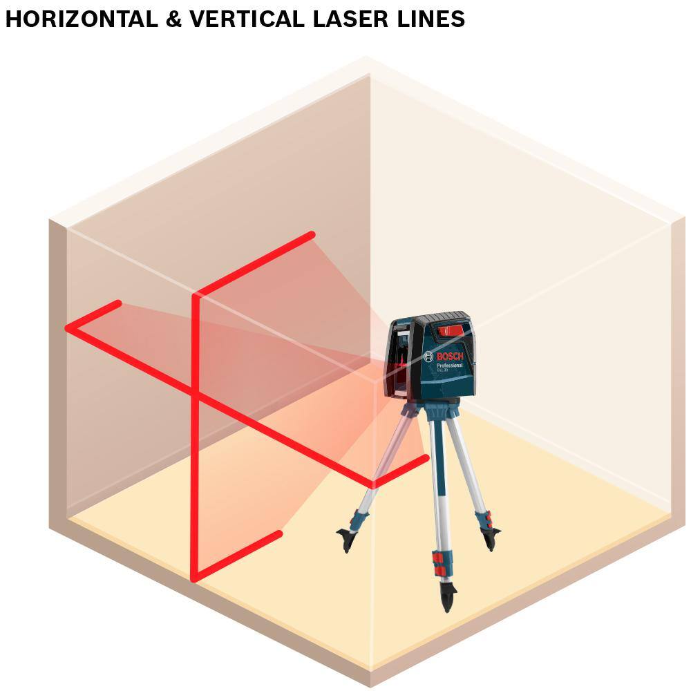 Bosch 30 ft. Cross Line Self Leveling Laser with 360-Degree Mounting Device Plus Compact Tripod with Extendable Height GLL30S+BT150