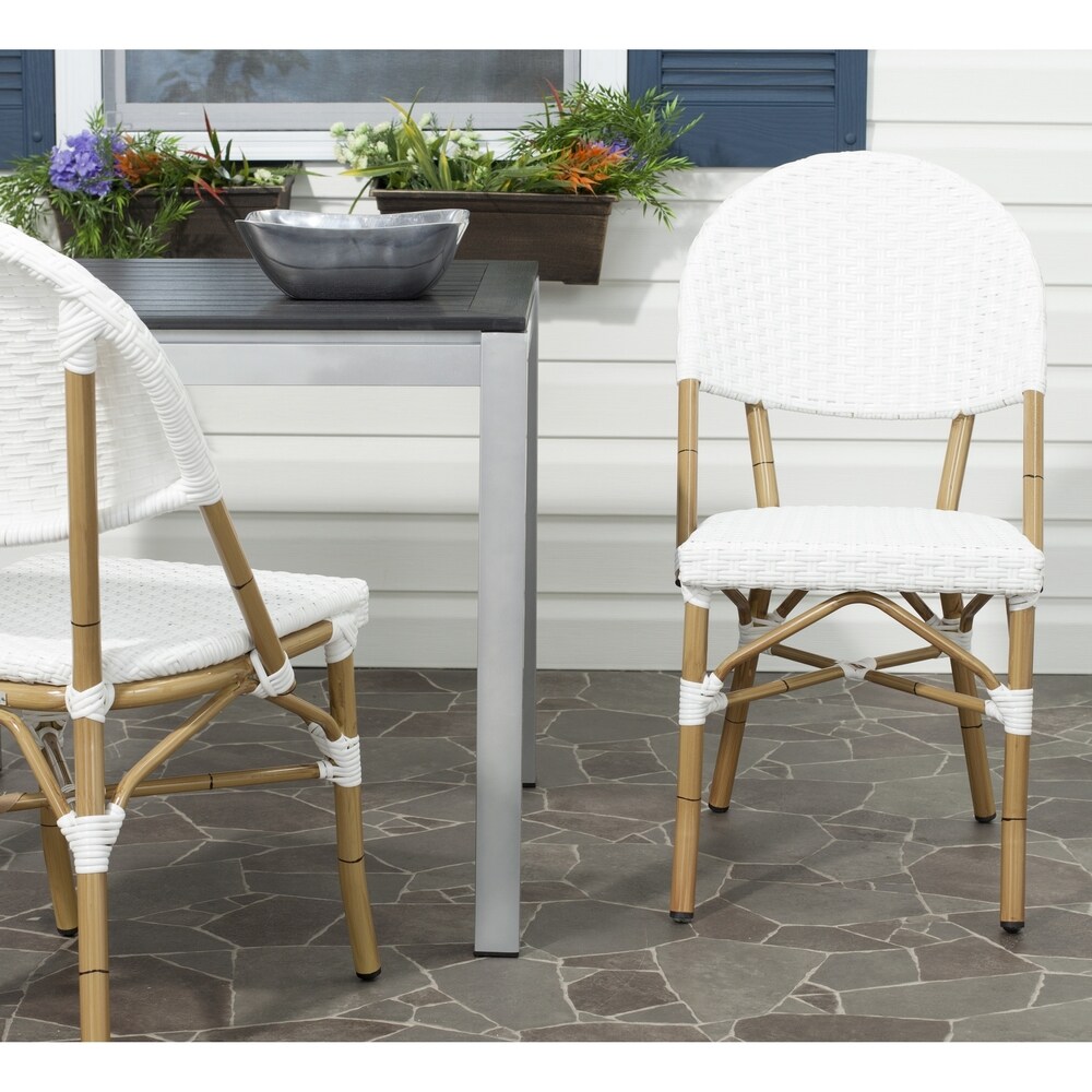 SAFAVIEH Dining Rural Woven Barrow Off White Indoor/ Outdoor Stackable Dining Chairs (Set of 2)