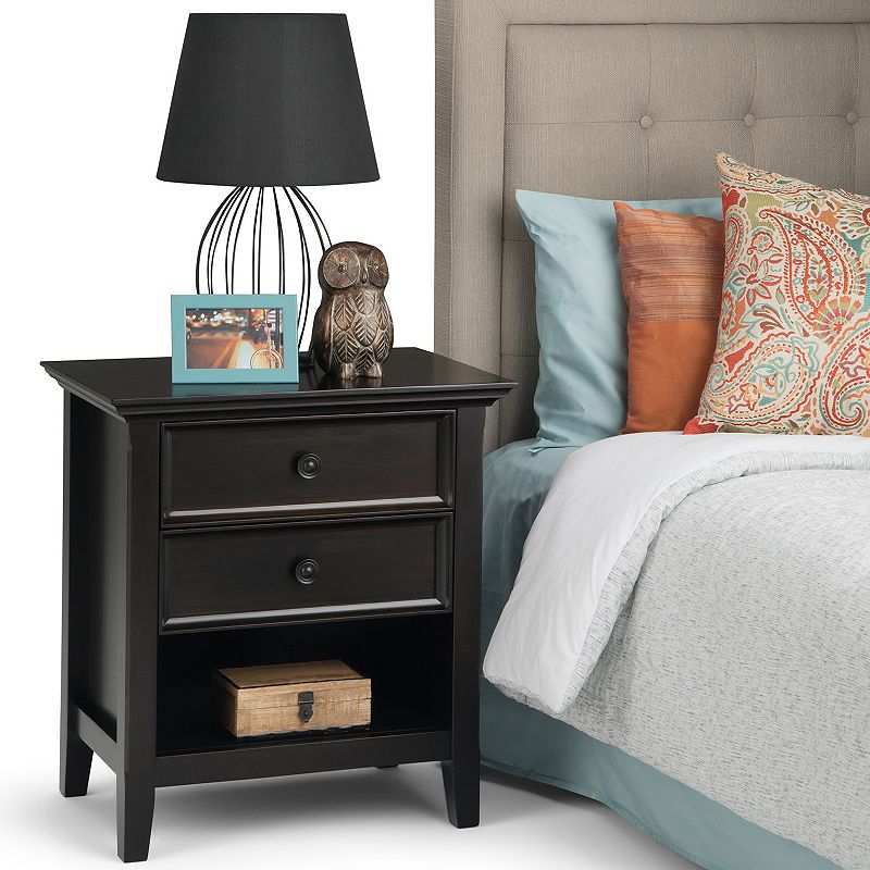 Simpli Home Amherst Traditional Bedside Nightstand Table