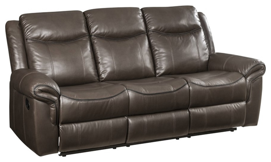 ACME Lydia Motion Sofa with USB Port in Brown Leather Aire   Contemporary   Sofas   by Homesquare  Houzz