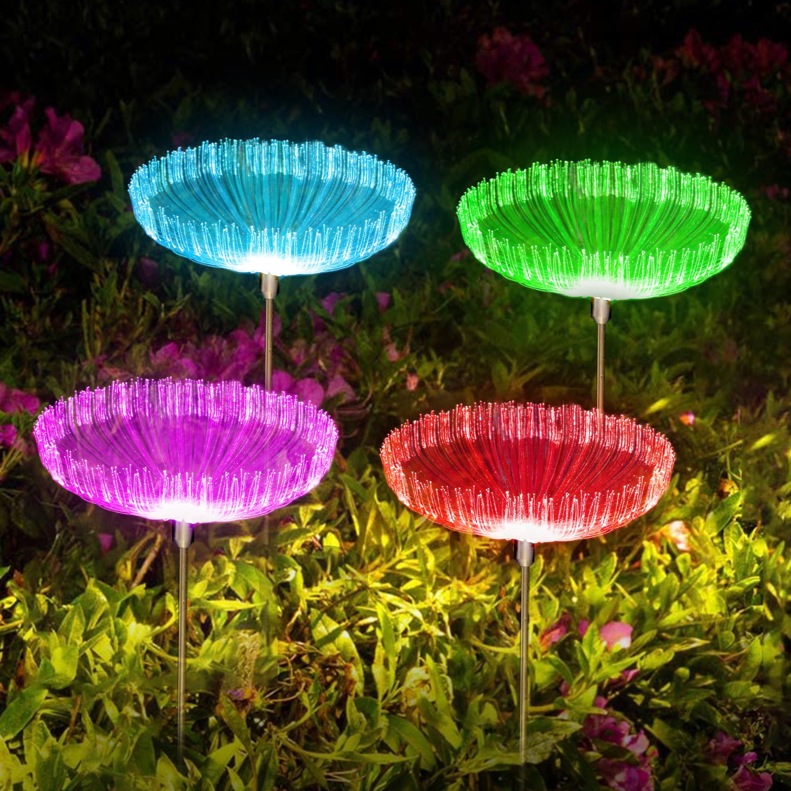 Solar Stake Lights Outdoor， EEEkit 7-Color Changing Solar Jellyfish Light Garden Flowers Stake Lights IP65 Waterproof for Patio Garden Yard Pathway (4pcs)