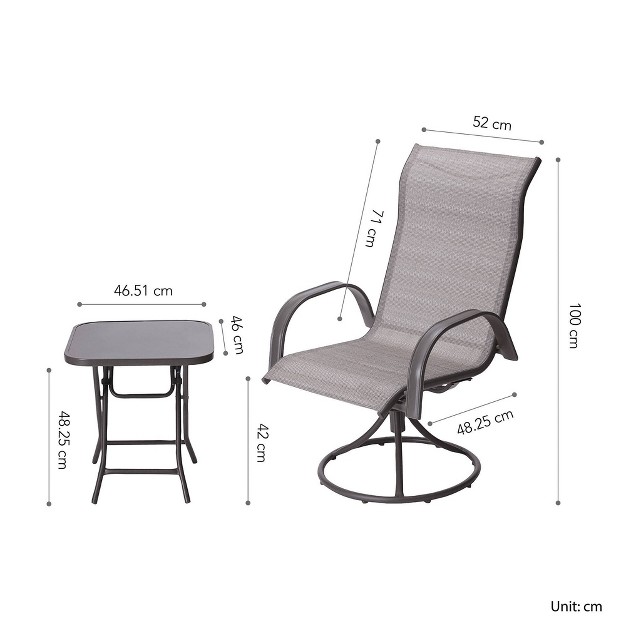 3pc Outdoor Steel Conversation Set Tan Teamson Home