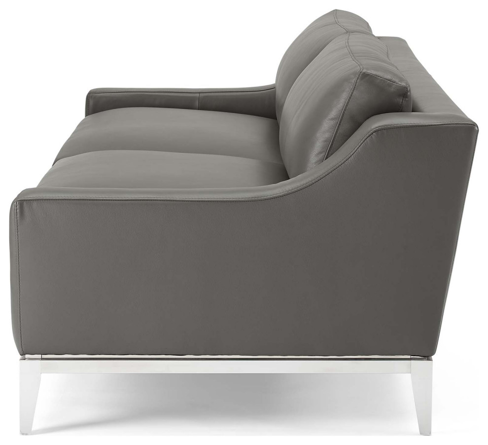 Modern Designer Living Room Lounge Club Lobby Sofa  Leather  Grey Gray   Contemporary   Sofas   by House Bound  Houzz