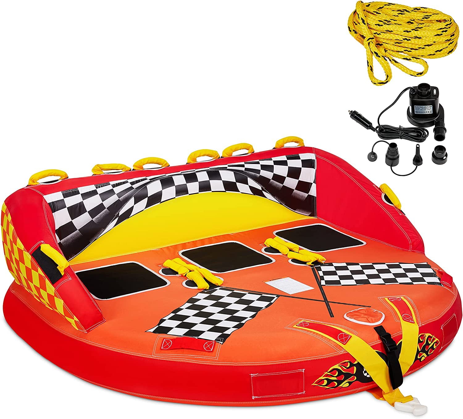 Sunny and Fun Towable Water Tube， 2 and 3 Person Inflatable Floating Raft