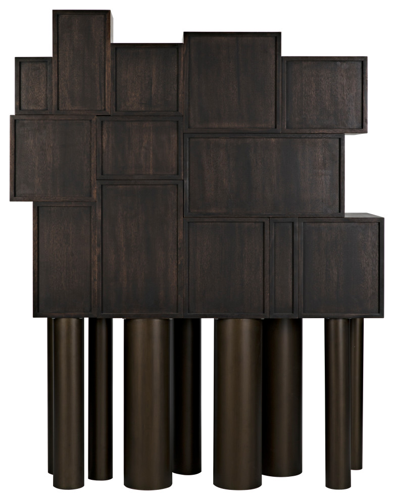 Mr. Roberts Shelving  Ebony Walnut with Metal Legs   Transitional   Bookcases   by HedgeApple  Houzz