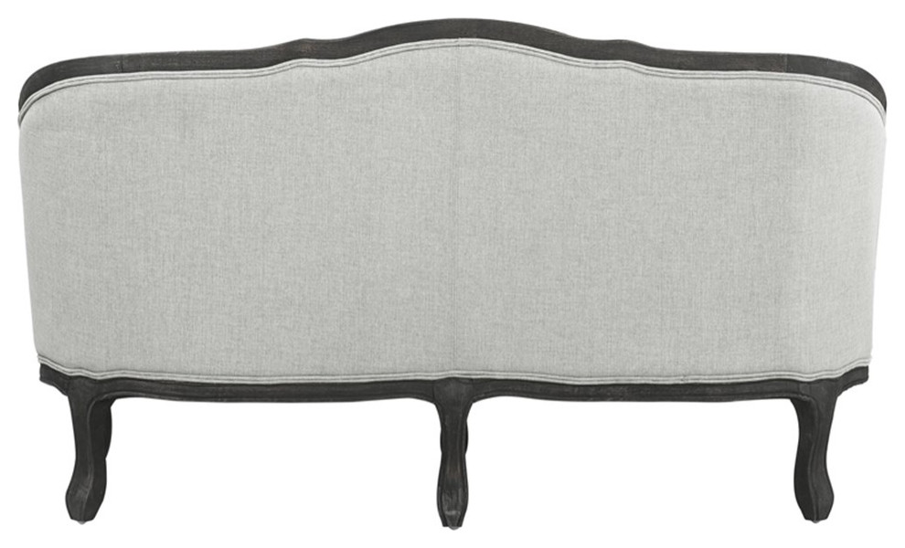 ACME Samael Linen Loveseat with Wooden Leg and 2 Pillows in Gray and Dark Brown   Traditional   Loveseats   by Homesquare  Houzz