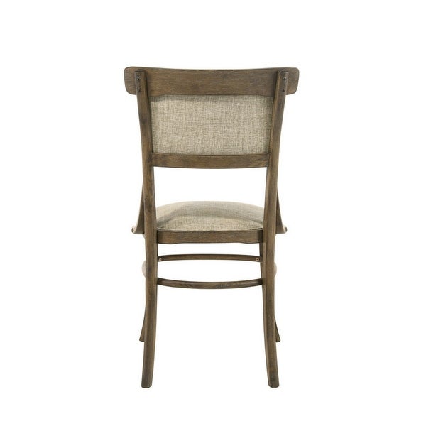 19 Inch Wood Dining Chair， Padded Back with Inward Curving Top， Brown