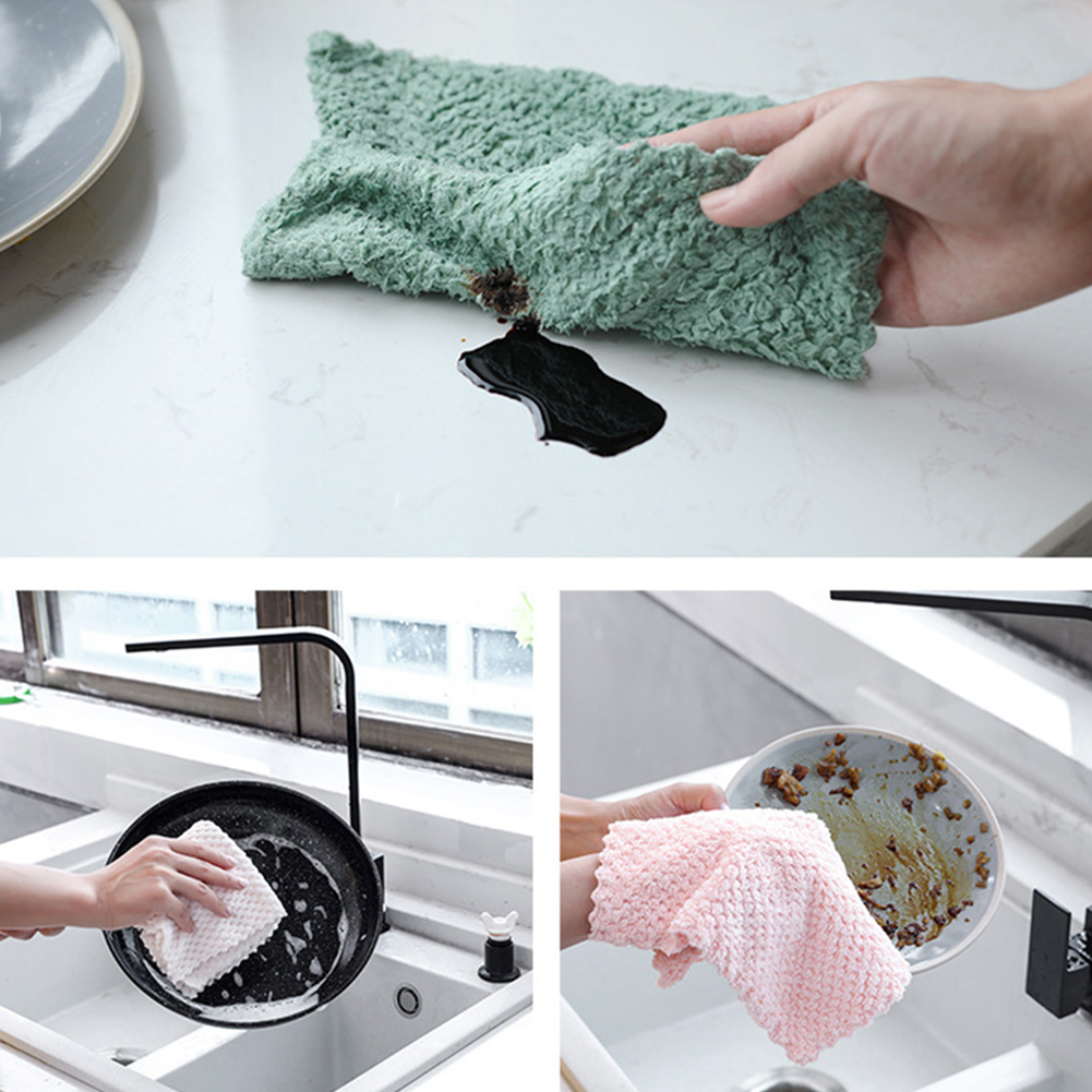 Leaveforme 1/2Pcs Kitchen Strong Water Absorbent Cleaning Dish Cloth Anti-Oil Cars Towel