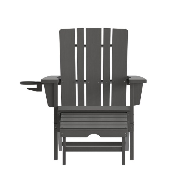 Commercial AllWeather Adirondack Chair with Pullout Ottoman and Cupholder