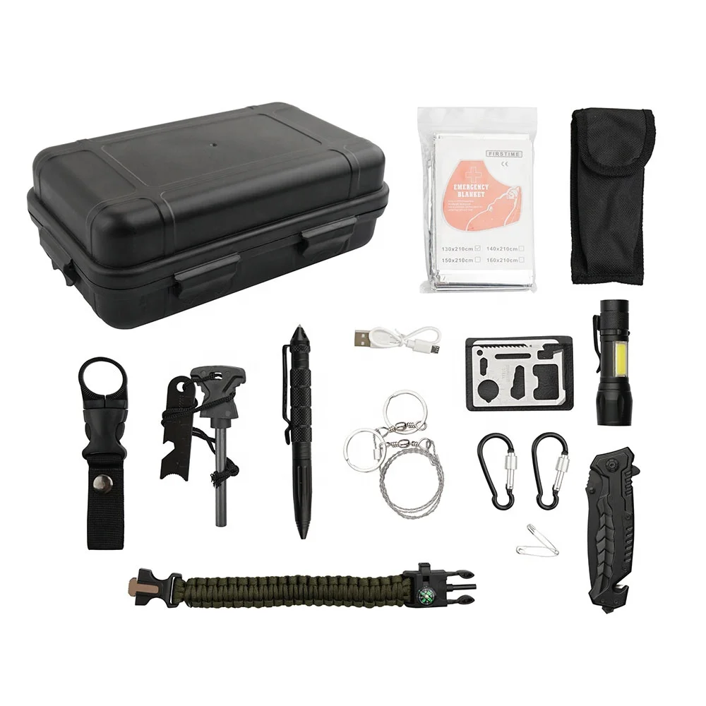 Hot selling outdoor camping hiking emergency survival kit tools set first aid tools