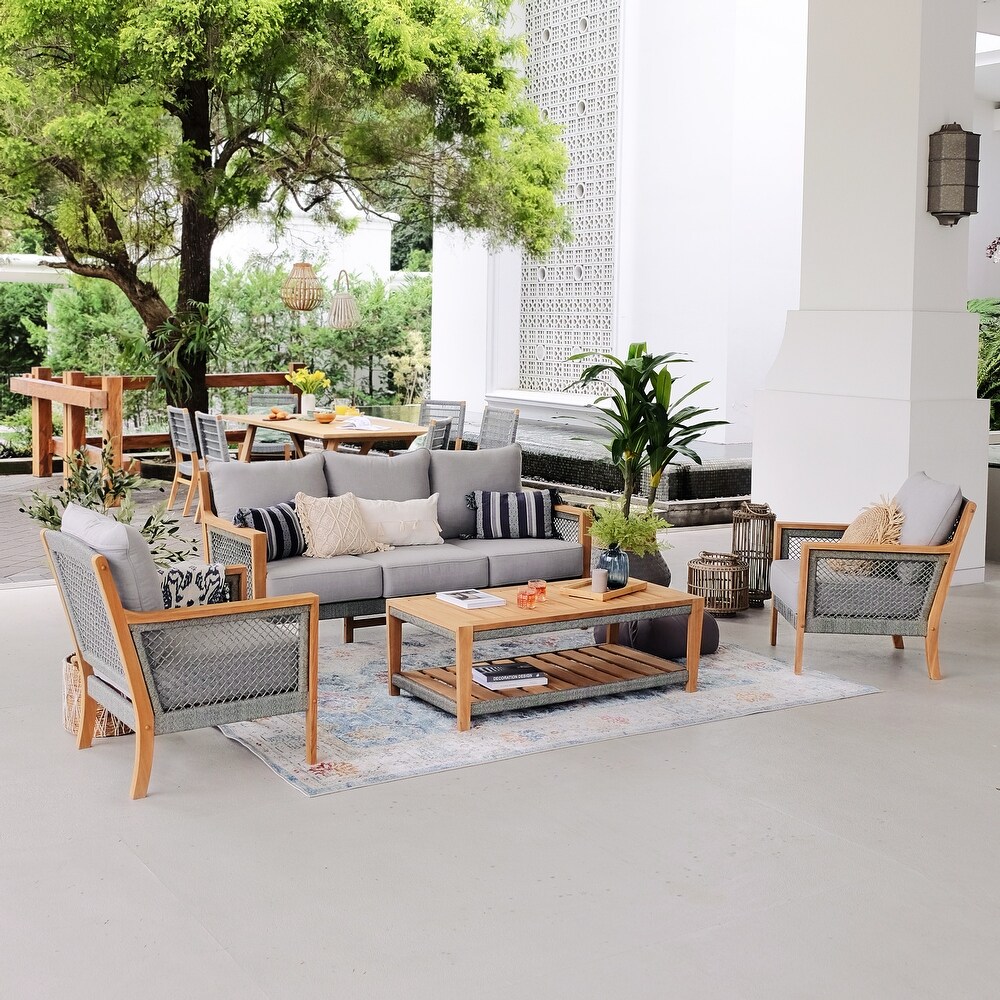 Cambridge Casual Nassau 4 Piece Teak Wood Outdoor Conversation Set