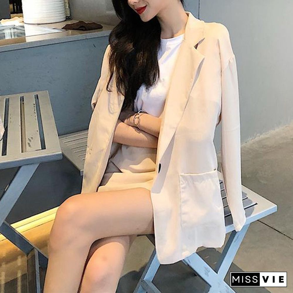 Fashion Women Skirt Suits One Button Notched Spring Blazer Jackets Slim Mini Skirts Two Pieces Ol Sets Female Outfits