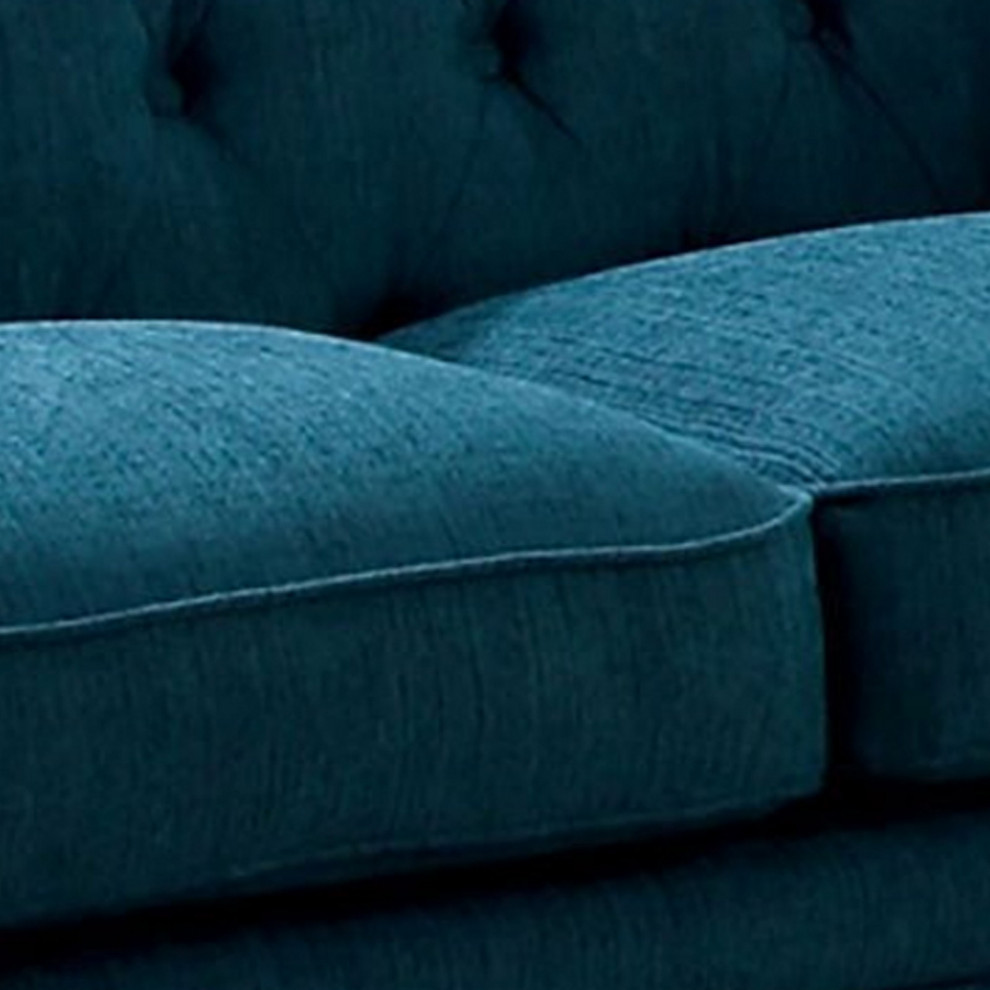 Benzara BM263137 Loveseat With Button Tufted Backrest  ampRolled Design Arms  Blue   Eclectic   Loveseats   by Uber Bazaar  Houzz